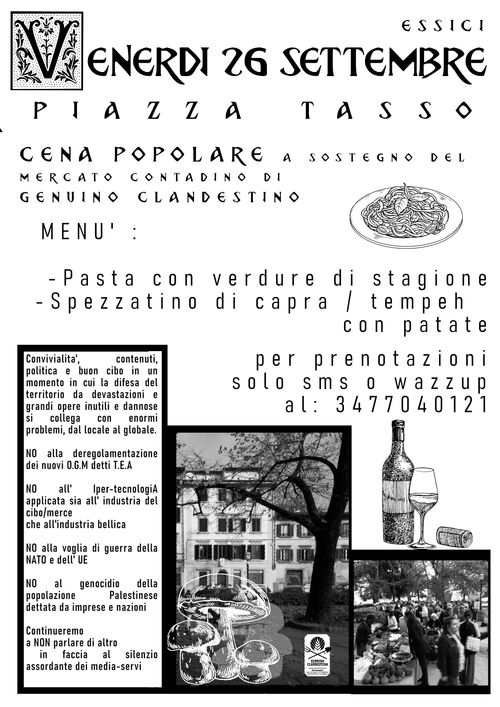 CENA POPOLARE E CONTADINA IN PIAZZA TASSO