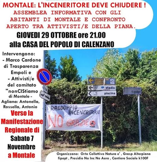 No Inc a Montale: assemblea a calenzano