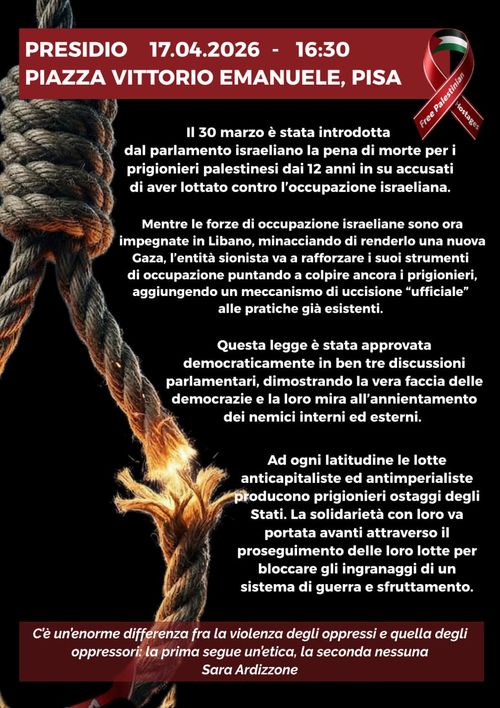 Presidio in solidarietà ai prigionieri palestinesi