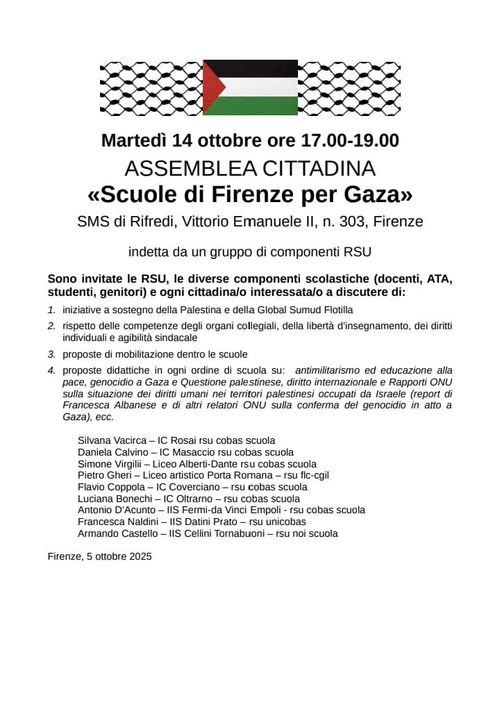 assemblea cittadina: scuola per gaza