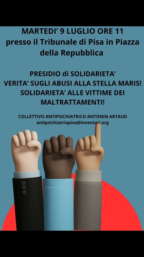 PRESIDIO di solidarietà - VERITÀ sugli abusi alla Stella Maris! SOLIDARIETÀ alle VITTIME dei Maltrattamenti! 