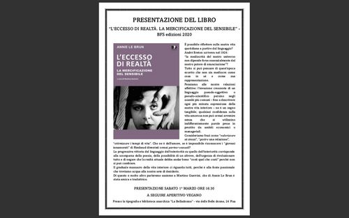 Presentazione del libro "L' eccesso di realtà" di Annie Le Brun