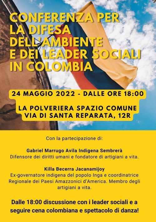 Conferenza per la difesa dell'ambiente e dei leader sociali in Colombia