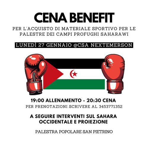 Cena benefit Sharawi - Palestra Popolare Sanpietrino