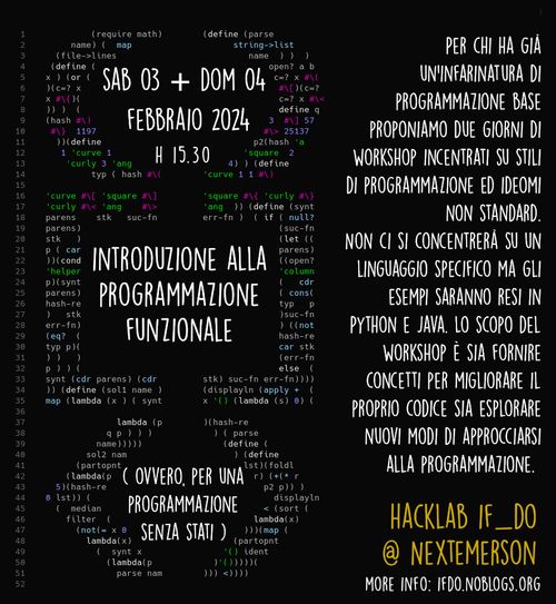 Hacklab ifdo: Introduzione alla programmazione funzionale