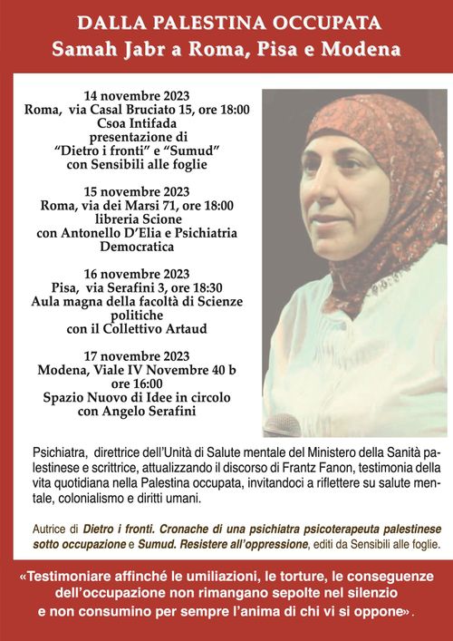 Dalla PALESTINA OCCUPATA: SAMAH JABR in Italia