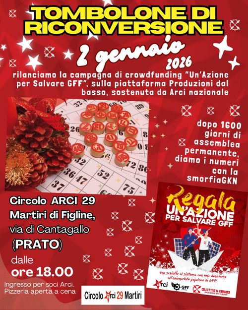 TOMBOLONE di RICONVERSIONE a supporto della campagna di azionariato popolare per GFF
