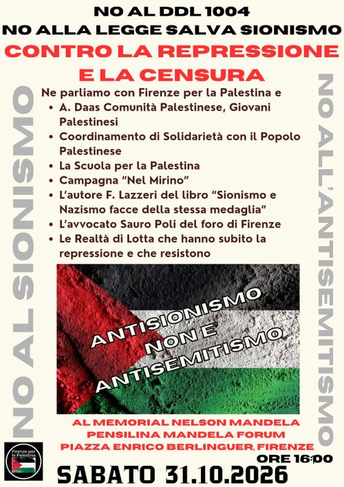 No alla legge salva sionismo