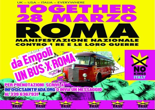 🚩 28 Marzo Manifestazione nazionale No Kings. Bus da Empoli 