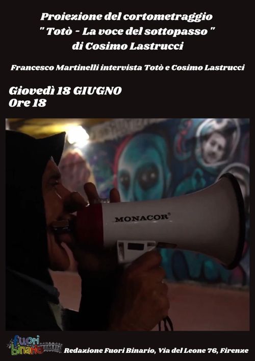 Proiezione del cortometraggio "Totò - la voce del sottopasso"