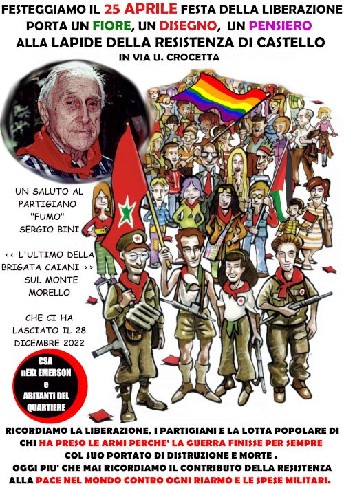 PORTA UN FIORE, UN DISEGNO, UN PENSIERO  ALLA LAPIDE DELLA RESISTENZA DI CASTELLO