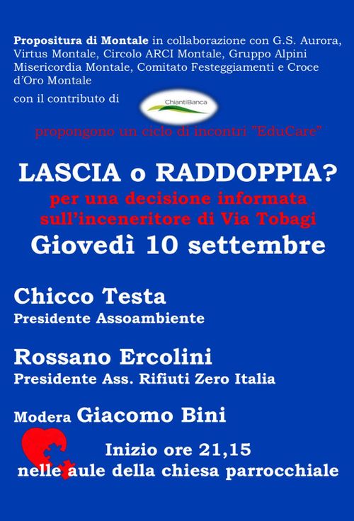 Inceneritore di Montale:  confronto tra rifiuti zero e chicco testa