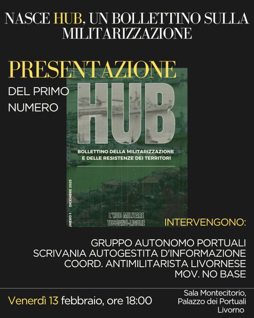 Presentazione di HUB bollettino di informazione contro la militarizzazione