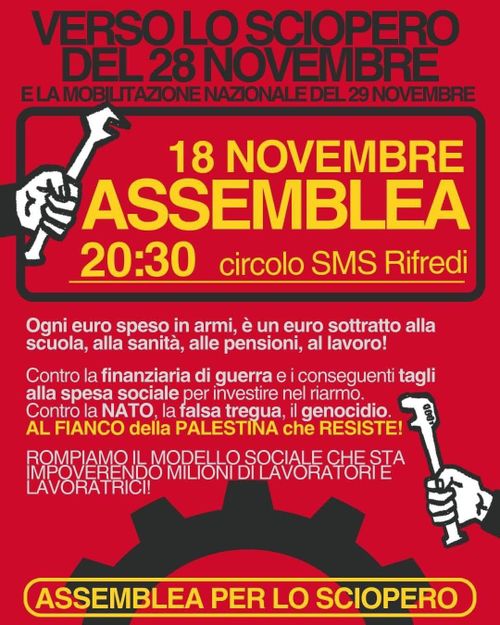 Assemblea pubblica per lo SCIOPERO GENERALE DEL 28 NOVEMBRE 