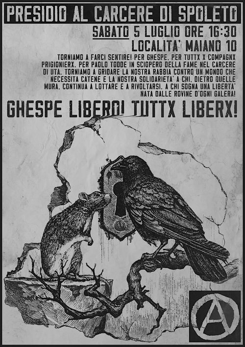 PRESIDIO AL CARCERE DI SPOLETO PER GHESPE, PAOLO E TUTTX X PRIGIONIERX
