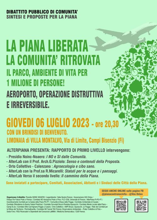 DIBATTITO: LA PIANA LIBERATA! IL PARCO per 1 Milione di persone, Aeroporto distruttivo. 