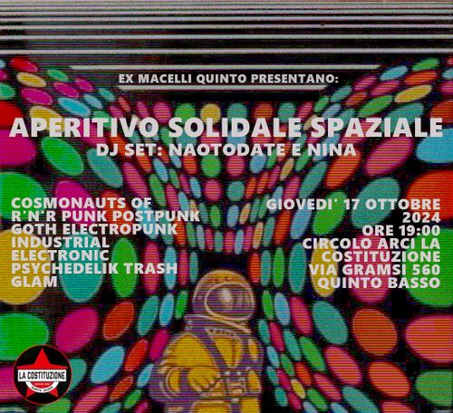 Aperitivo Spaziale Solidale Dj set Naotodate e Nina