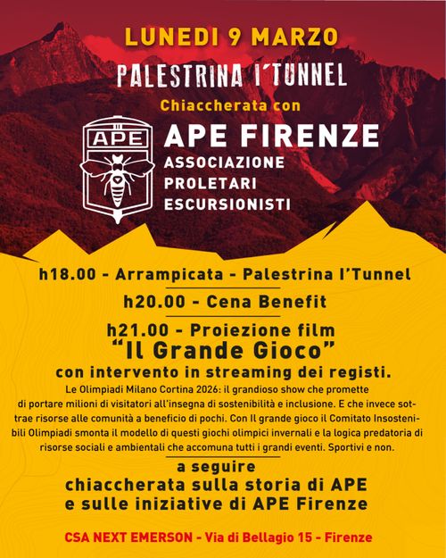 Proiezione de "Il Grande Gioco" e chiacchierata con A.P.E 