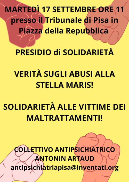 PRESIDIO di SOLIDARIETÀ   VERITÀ  SUGLI ABUSI ALLA STELLA MARIS!