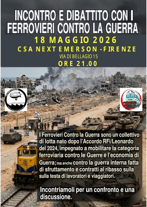 Incontro e dibattito con i ferrovieri contro la guerra