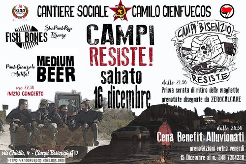 CAMPI RESISTE: cena + concerto + magliette
