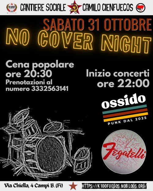 NO COVER NIGHT Cena + concerto punk rock