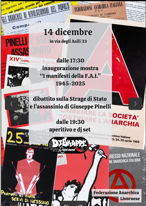 Mostra "I Manifesti della F.A.I." + Dibattito "Strage di Stato" + Aperitivo e Djset con DJ SKAPPE