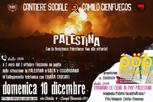 Cena POP PALESTINE + aggiornamenti da Gaza e Cisgiordania